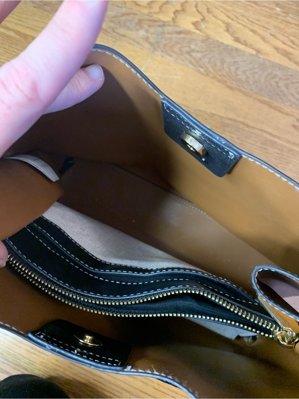 Parfois Tan & Black Two-Tone Faux Leather Tote Bag - Picture 8 of 15